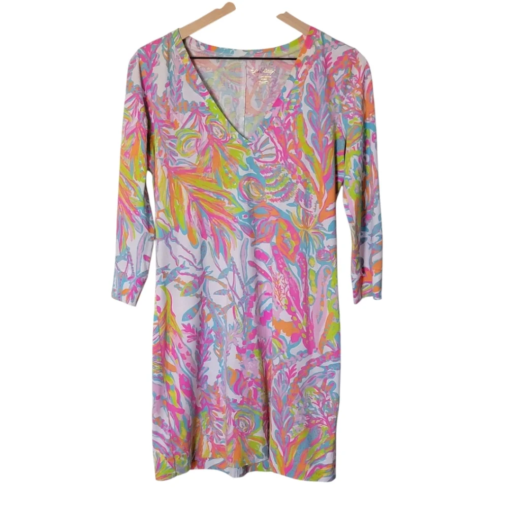 Lilly Pulitzer Christie Scuba to Cuba V-Neck 100%‎ Pima Cotton Dress Size Medium